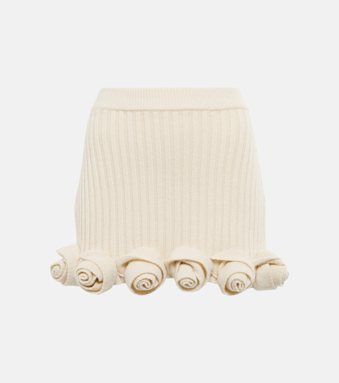 Rose-appliqué wool miniskirt | Blumarine