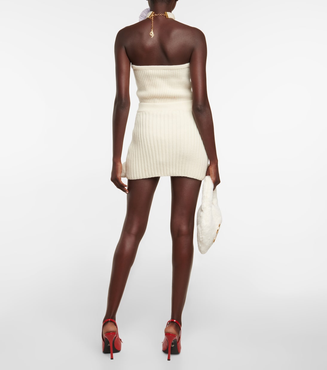 Rose-appliqué wool miniskirt | Blumarine