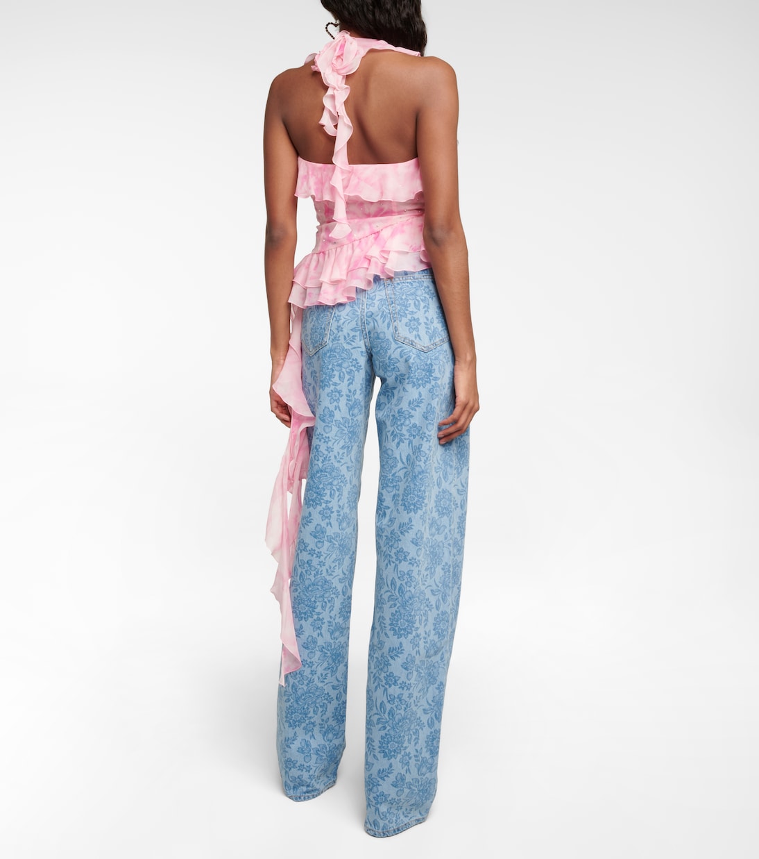 Top in seta con ruches e cristalli | Alessandra Rich