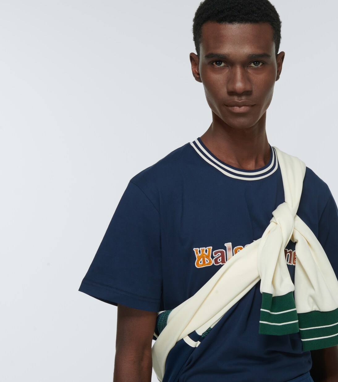 Original embroidered cotton T-shirt in blue - Wales Bonner