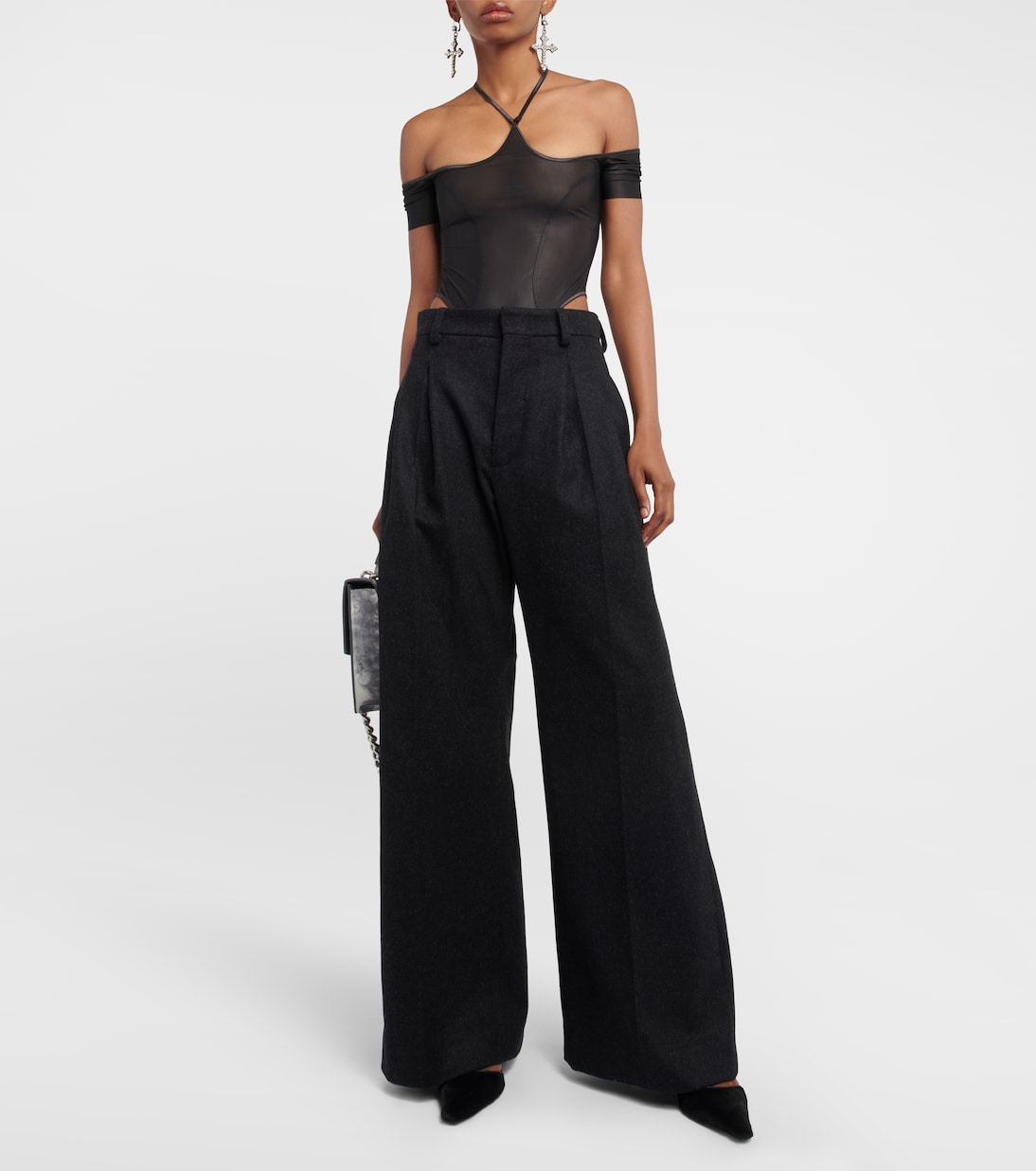 Halterneck mesh bodysuit | KNWLS