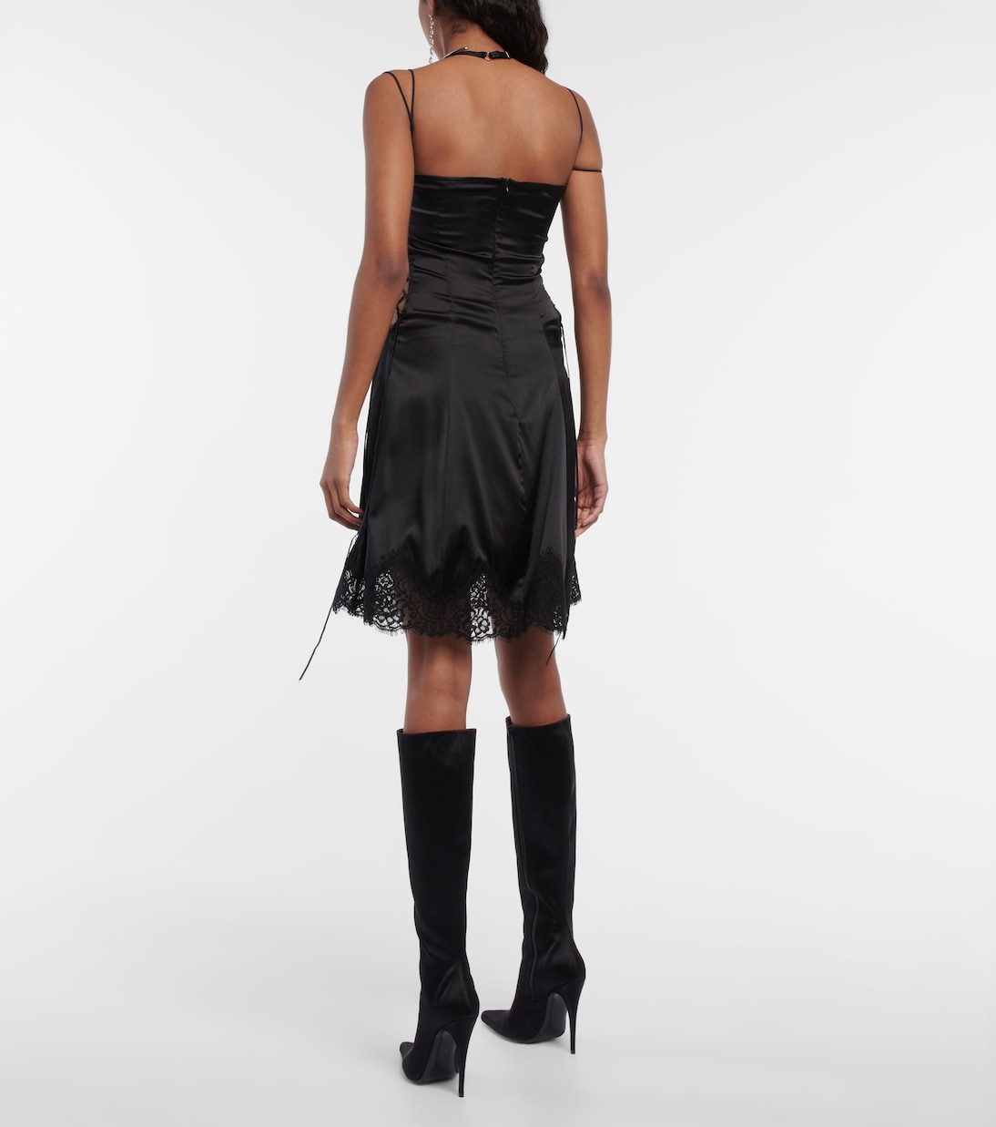 Minikleid aus Seidensatin mit Spitze | Didu