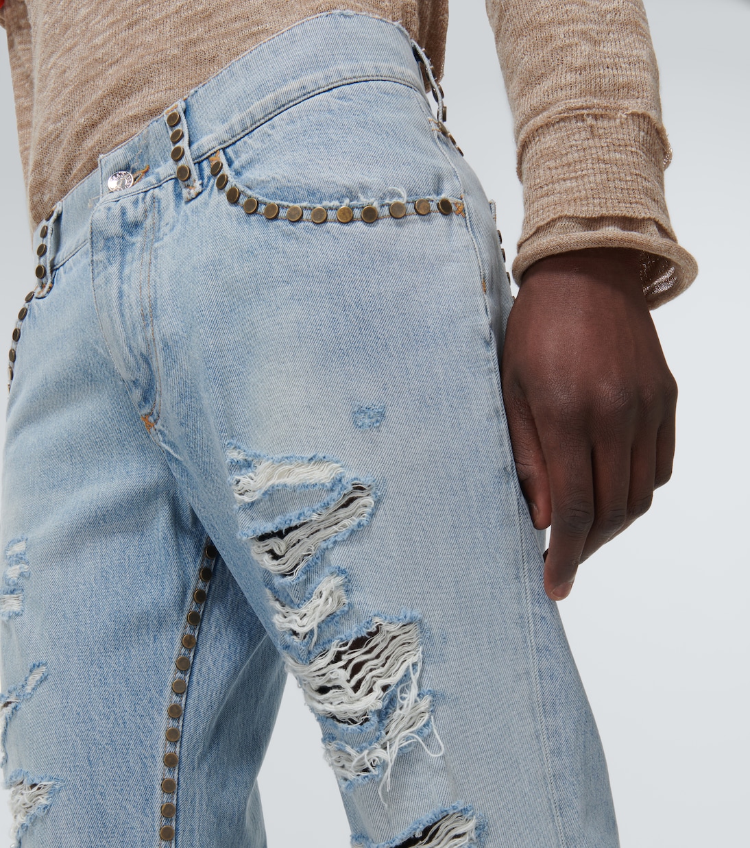 Jeans rectos de tiro medio desgastados | Dolce&Gabbana