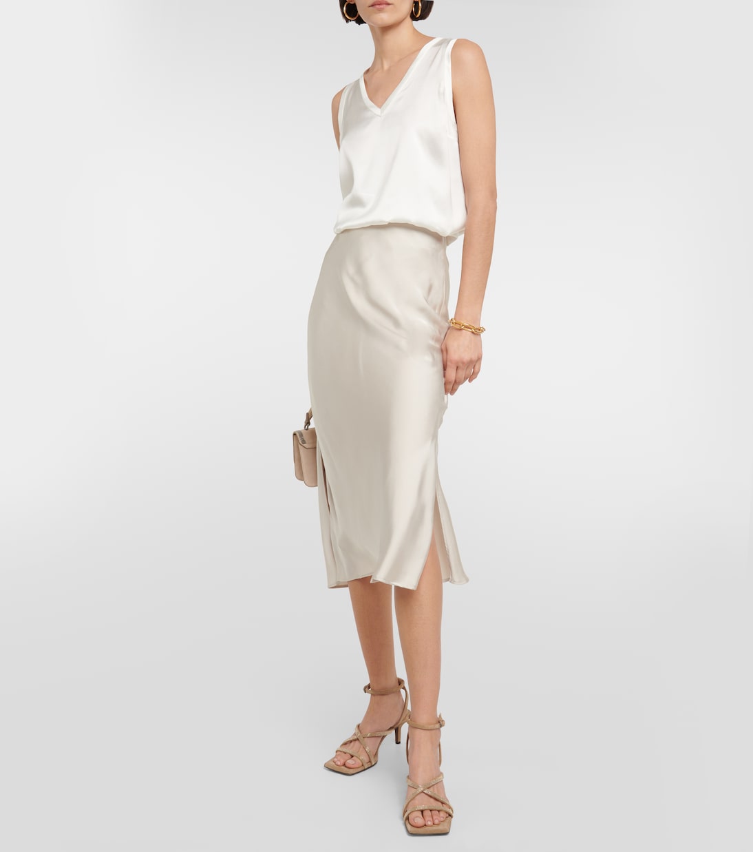 Gonna midi in raso | Brunello Cucinelli