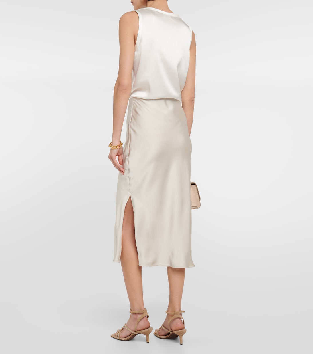 Gonna midi in raso | Brunello Cucinelli