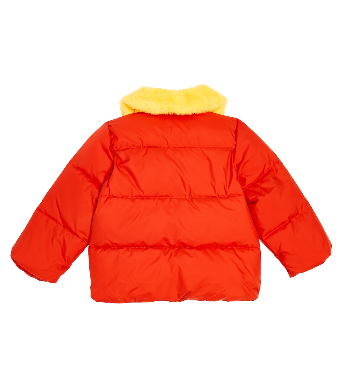 Printed faux-fur trimmed puffer jacket | Mini Rodini