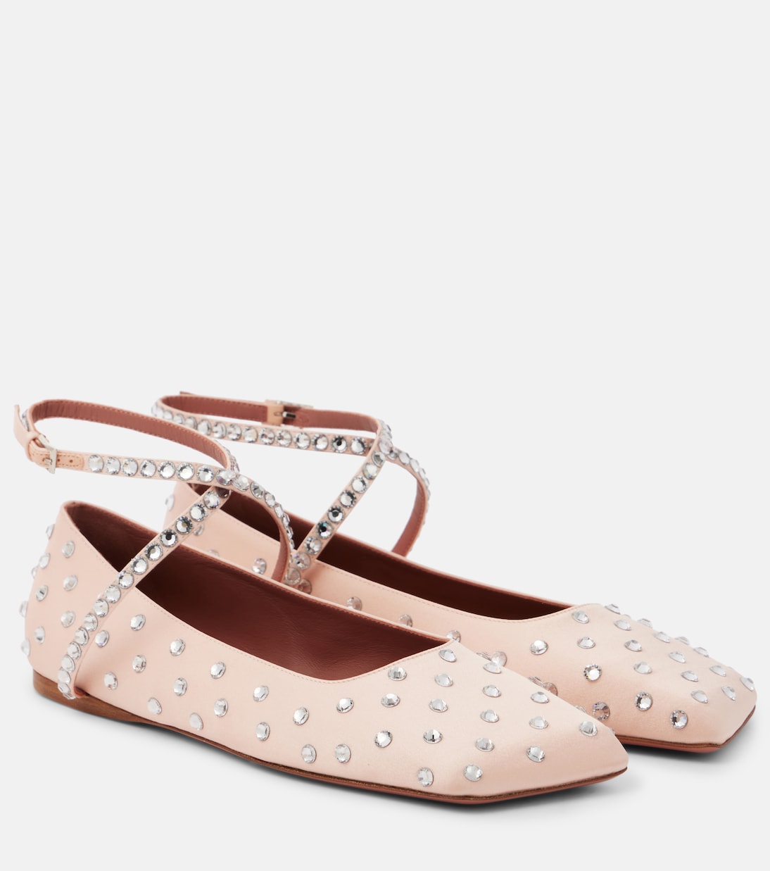 Ane crystal-embellished satin ballet flats | Amina Muaddi