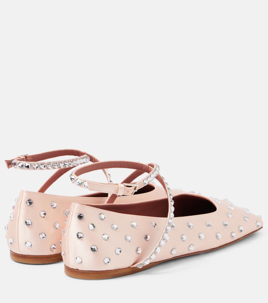 Ane crystal-embellished satin ballet flats | Amina Muaddi