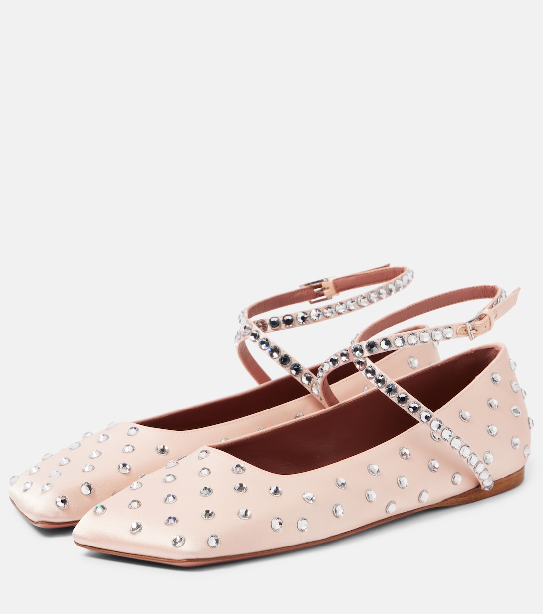 Ane crystal-embellished satin ballet flats | Amina Muaddi