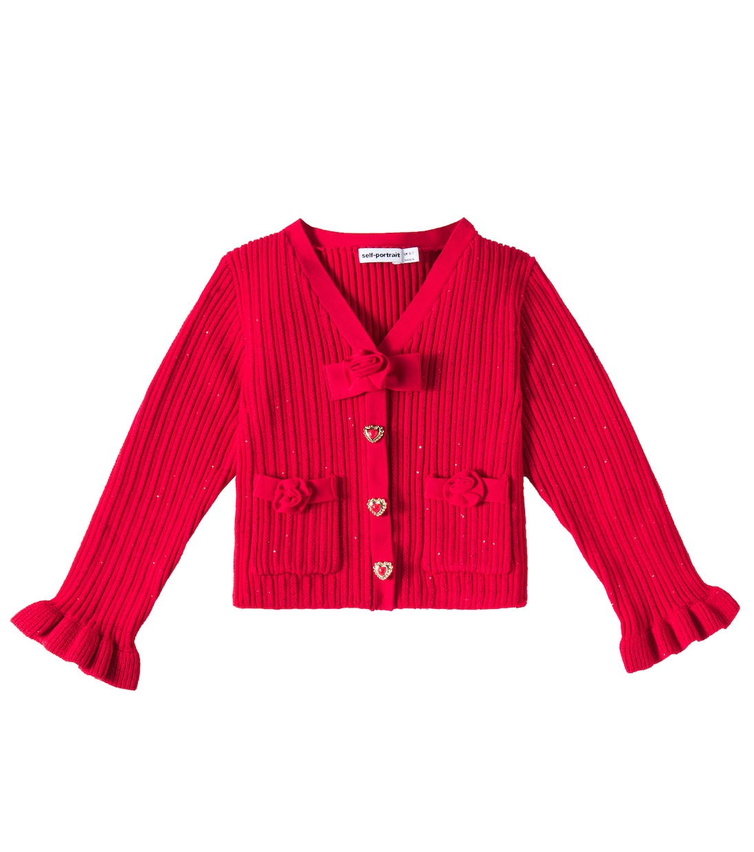 Cardigan in maglia a coste con volant | Self-Portrait Kids