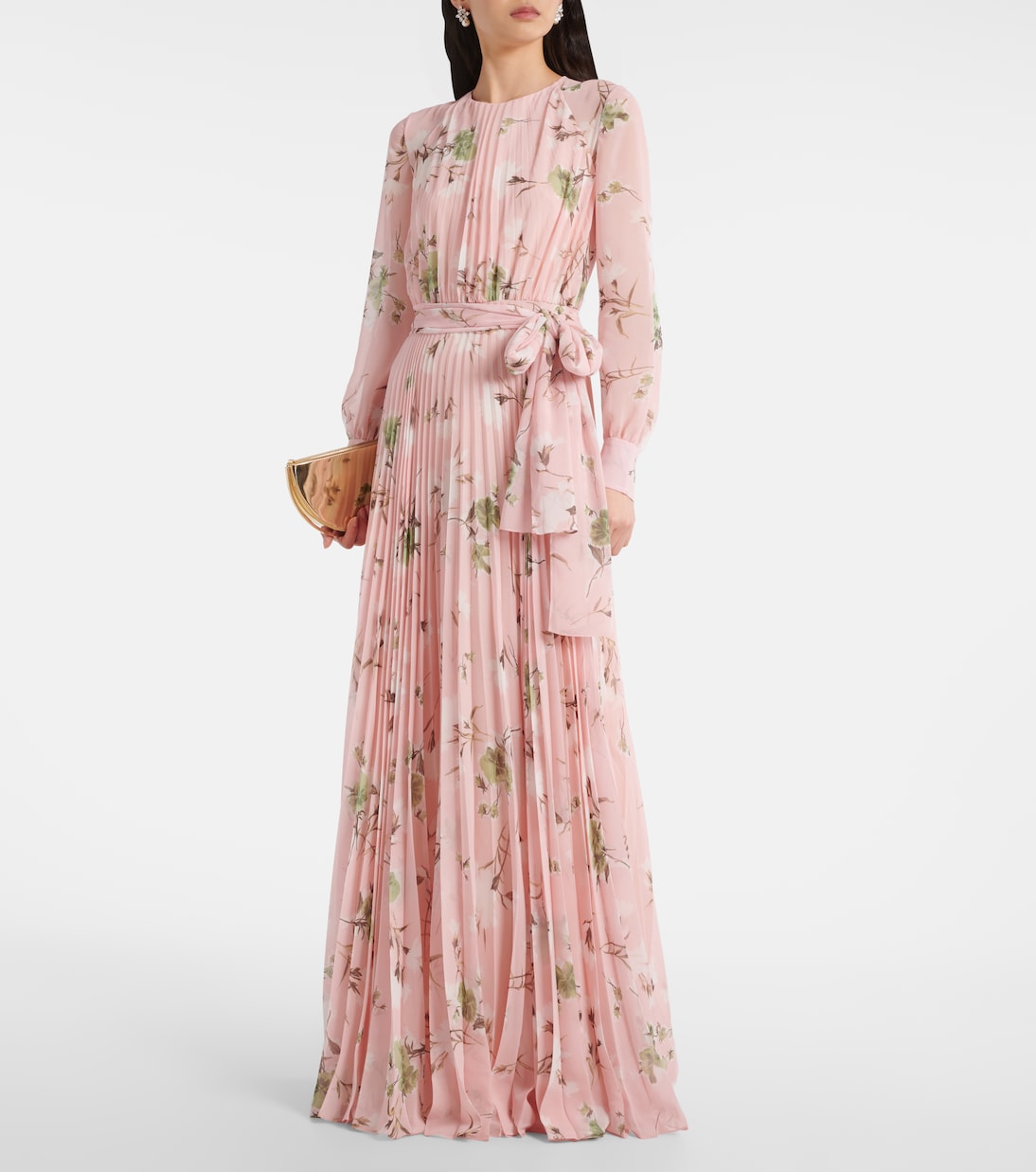 Abito lungo in voile con stampa floreale | Erdem