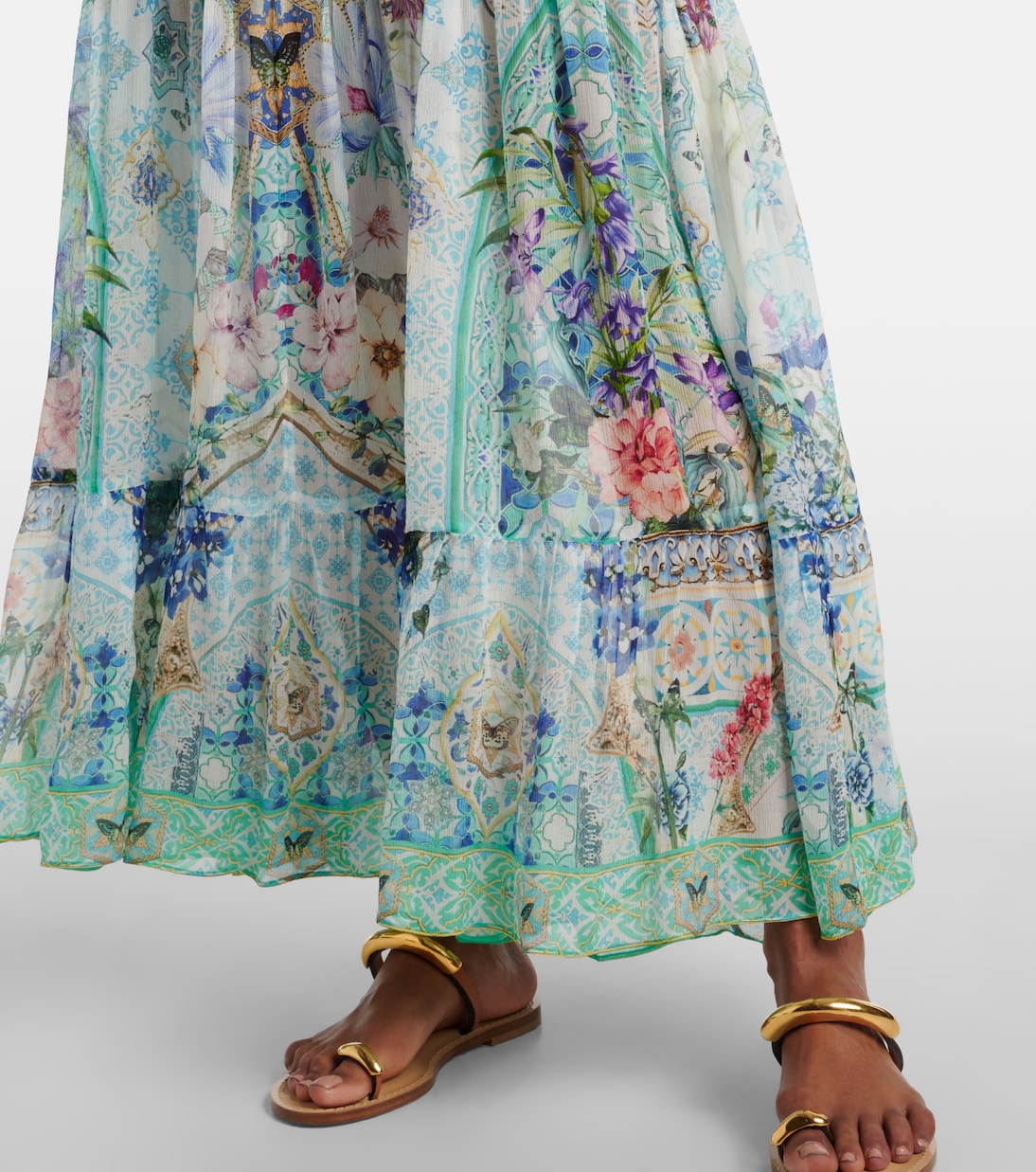 Maxikleid aus Seide mit Kristallen | Camilla
