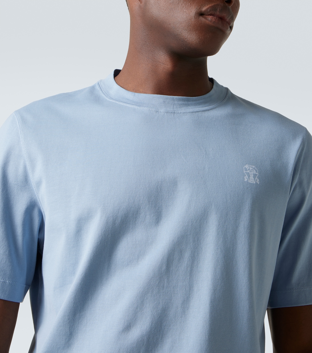 T-shirt in jersey di cotone con logo | Brunello Cucinelli