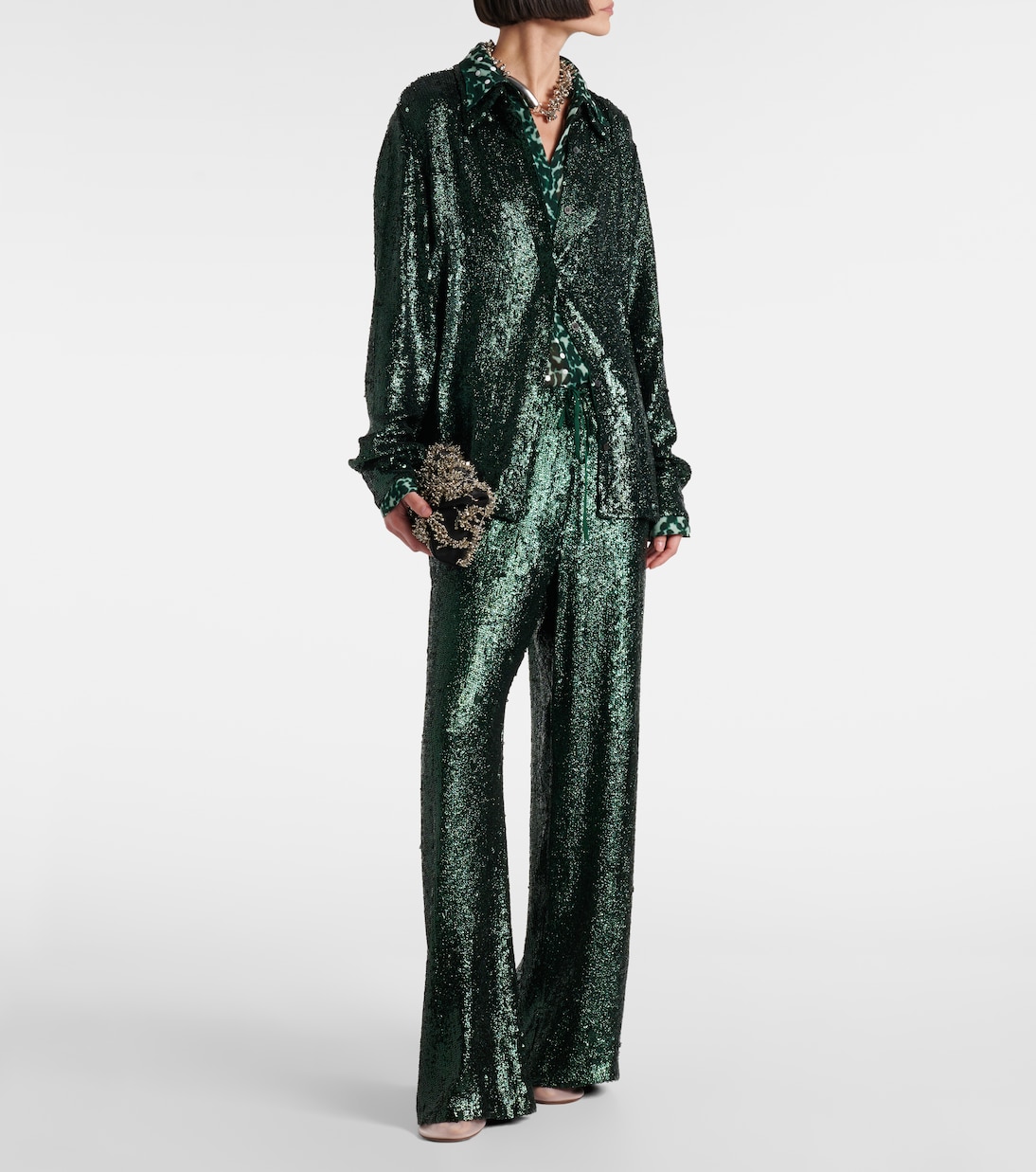 Pantaloni regular con paillettes | Dries Van Noten