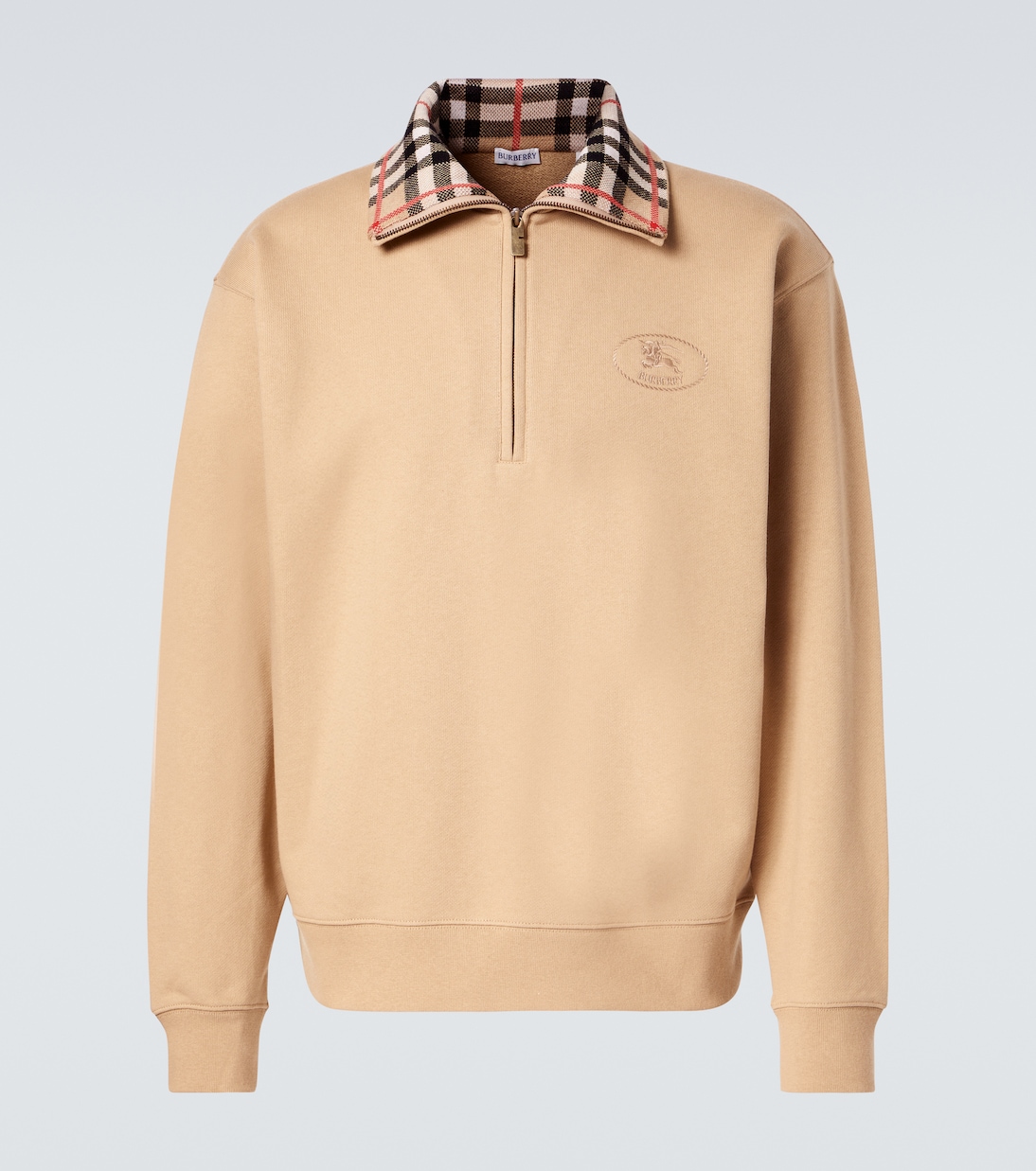 Sudadera Burberry Check de jersey con cremallera parcial | Burberry