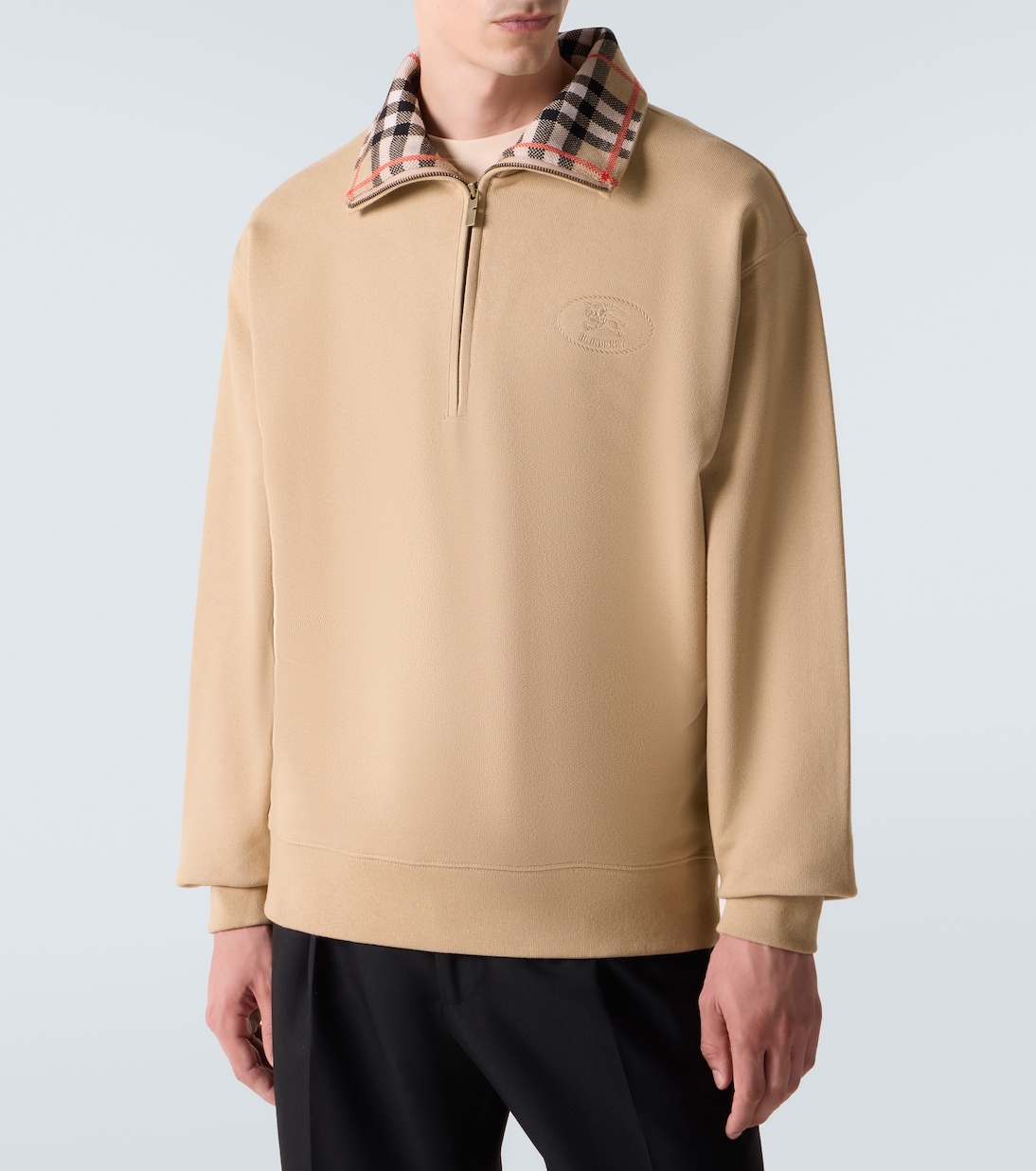 Sudadera Burberry Check de jersey con cremallera parcial | Burberry