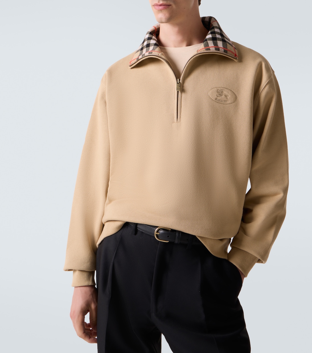 Sudadera Burberry Check de jersey con cremallera parcial | Burberry