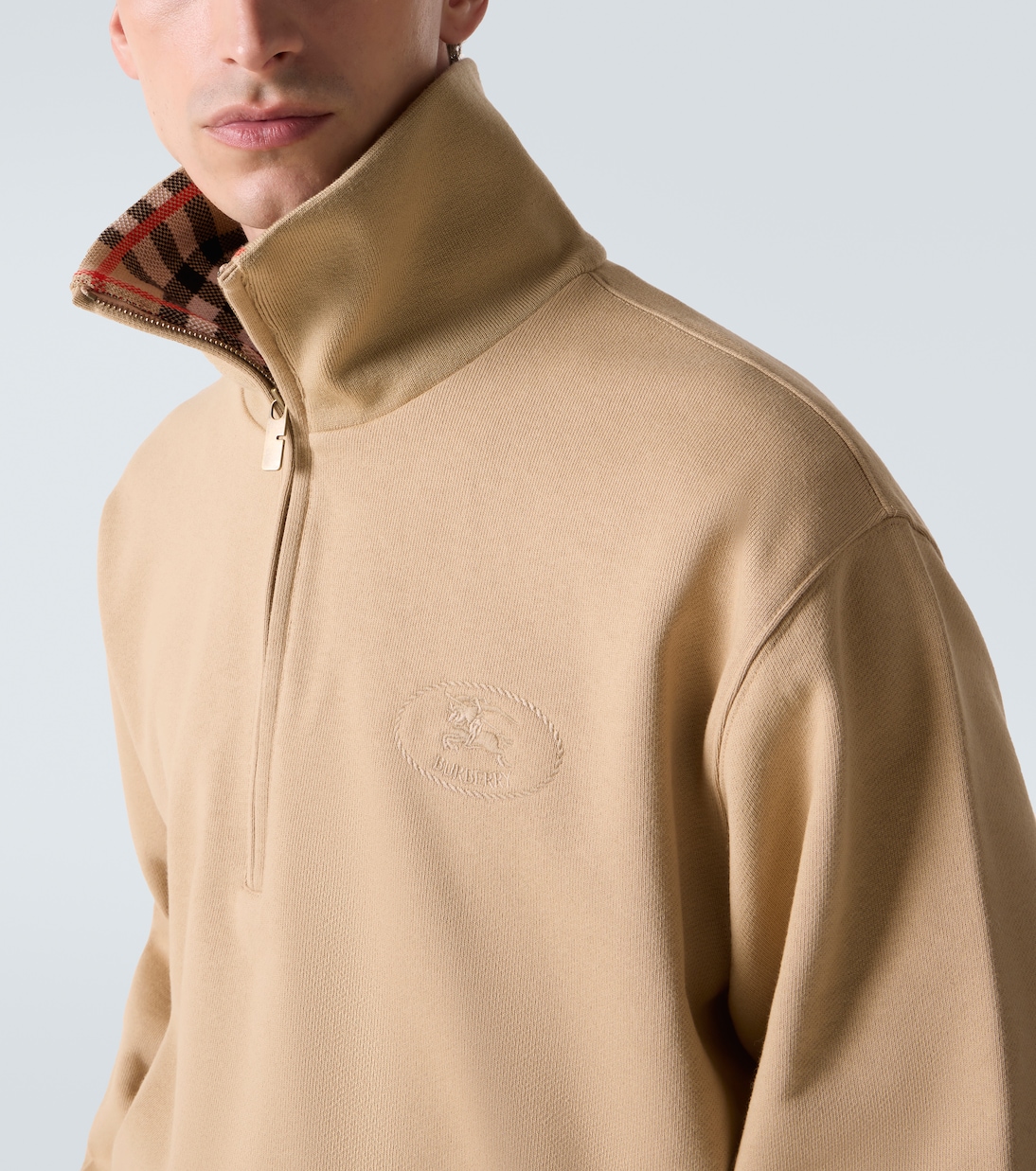 Sudadera Burberry Check de jersey con cremallera parcial | Burberry