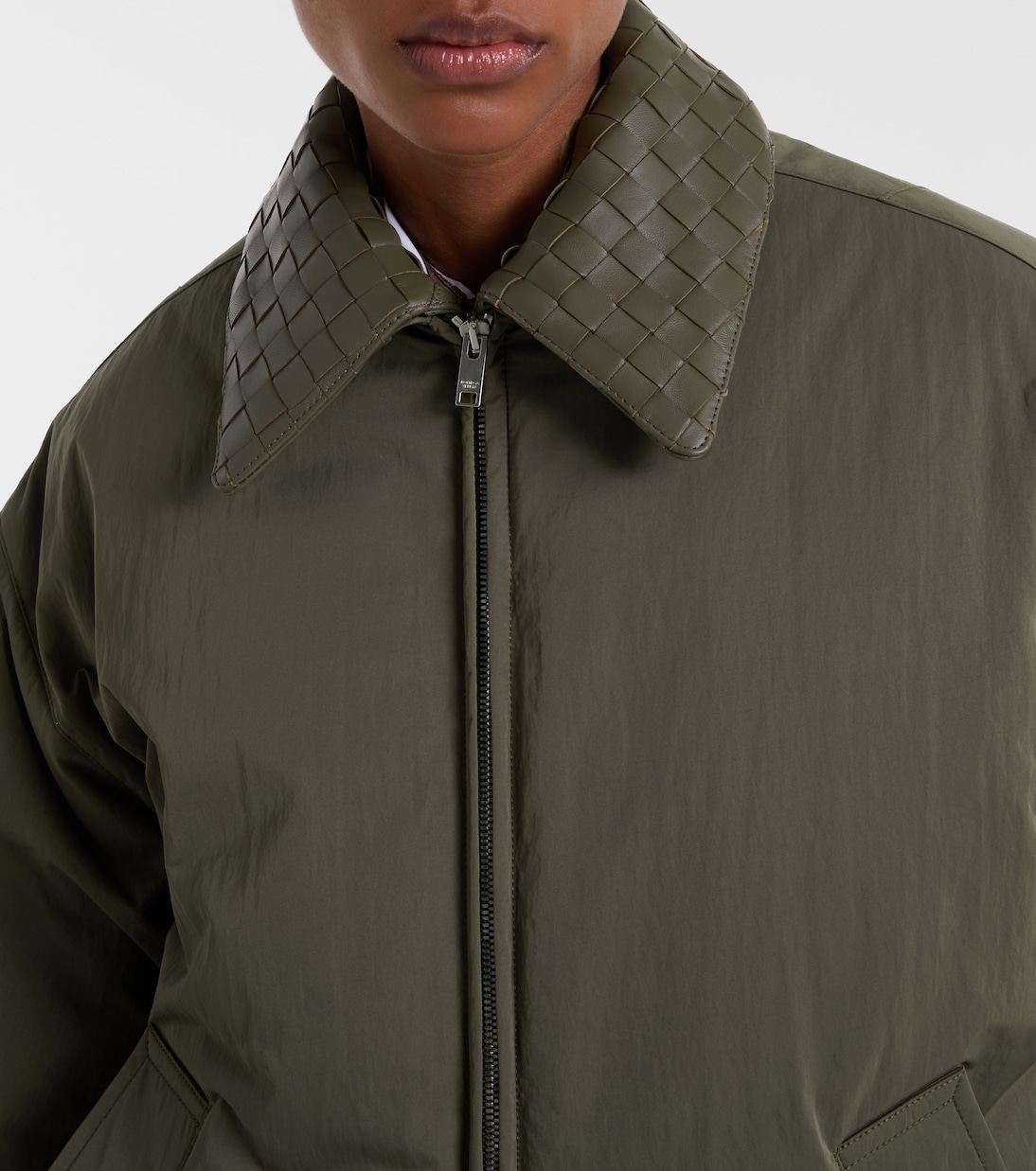 Intrecciato leather-trimmed down jacket | Bottega Veneta