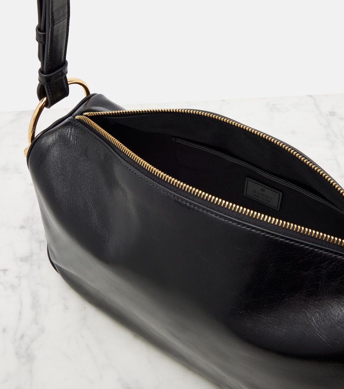 Half Horsebit Medium leather shoulder bag | Gucci