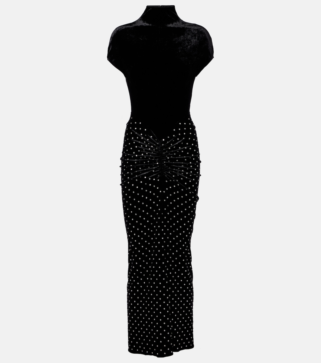 Cocktailkleid aus Samt und Jersey mit Kristallen | Alaïa