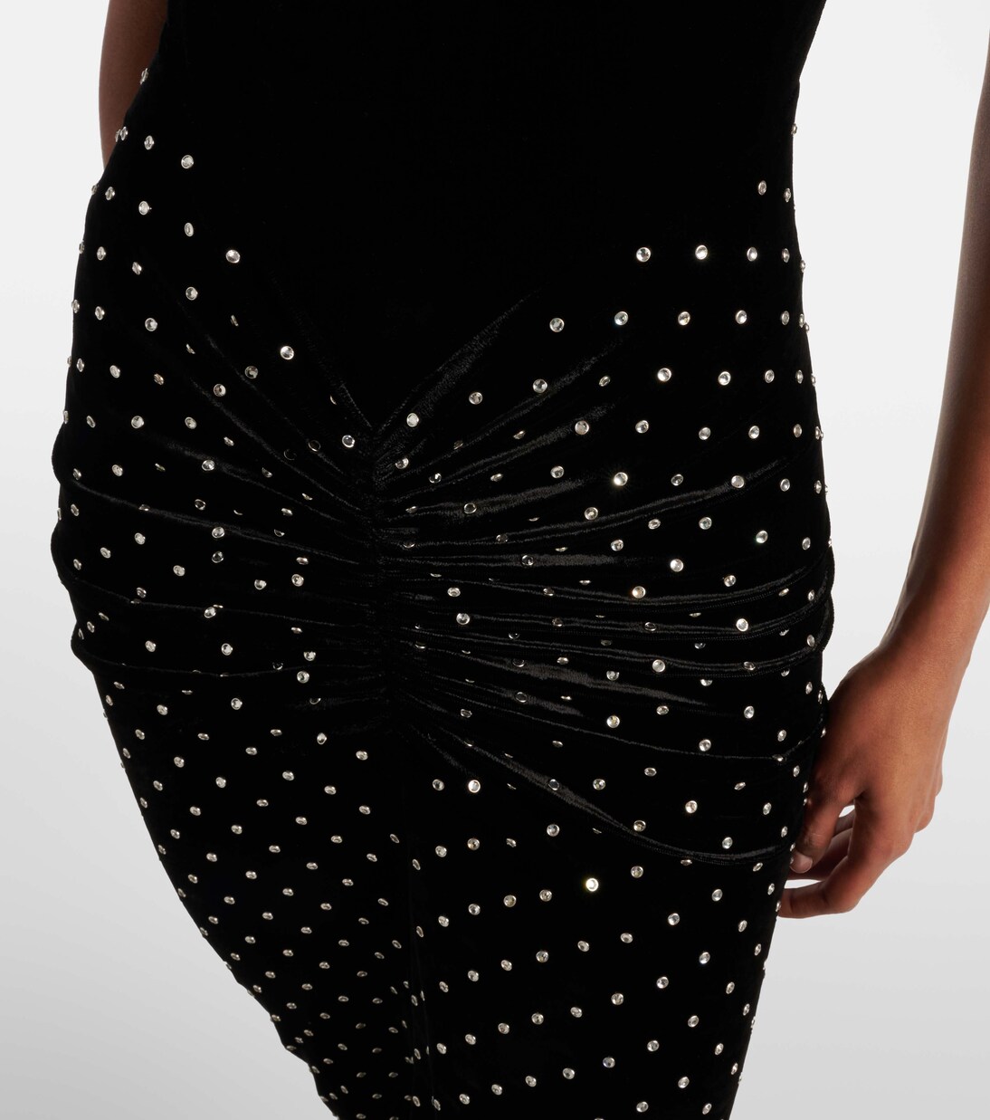 Cocktailkleid aus Samt und Jersey mit Kristallen | Alaïa