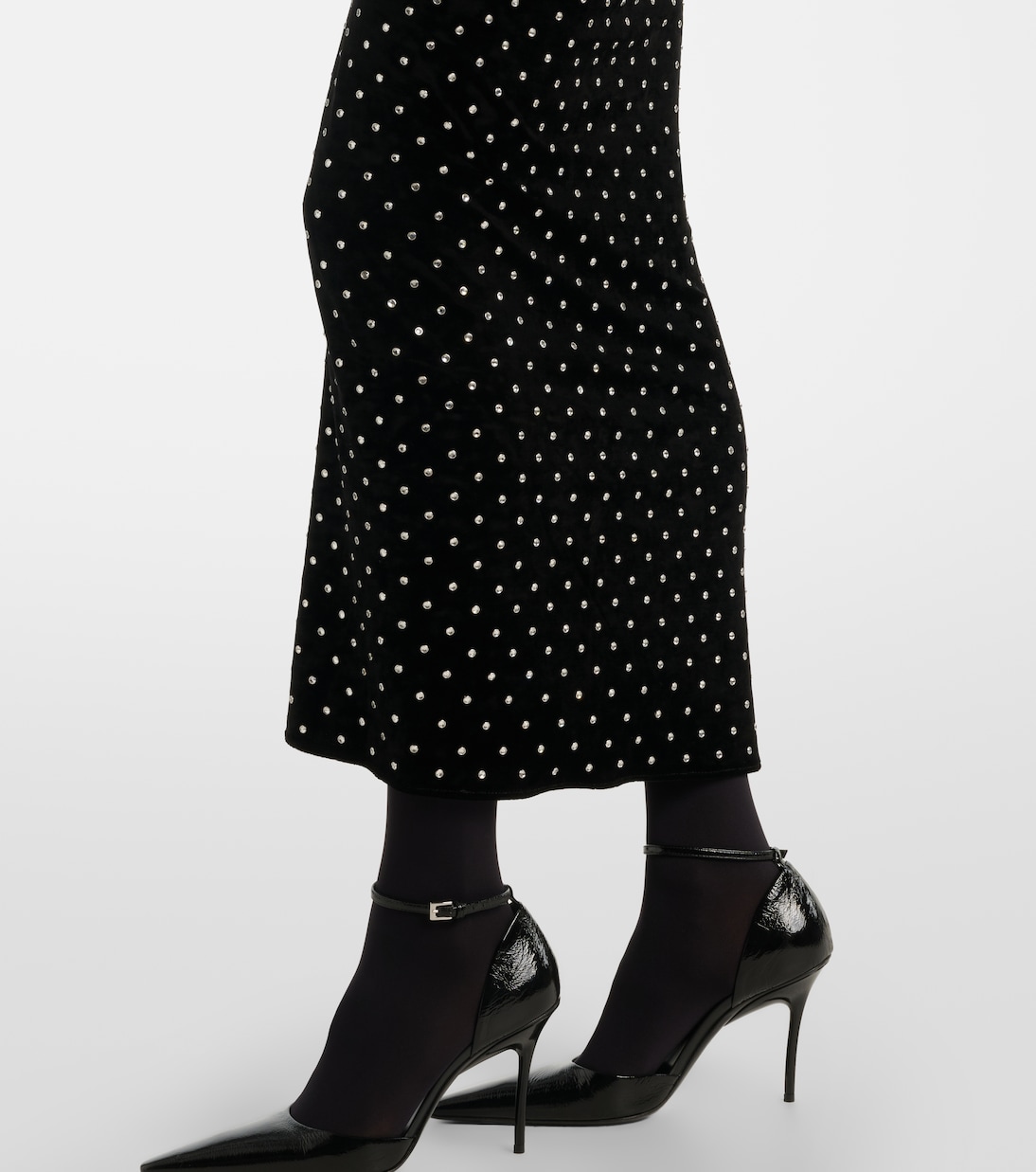 Cocktailkleid aus Samt und Jersey mit Kristallen | Alaïa