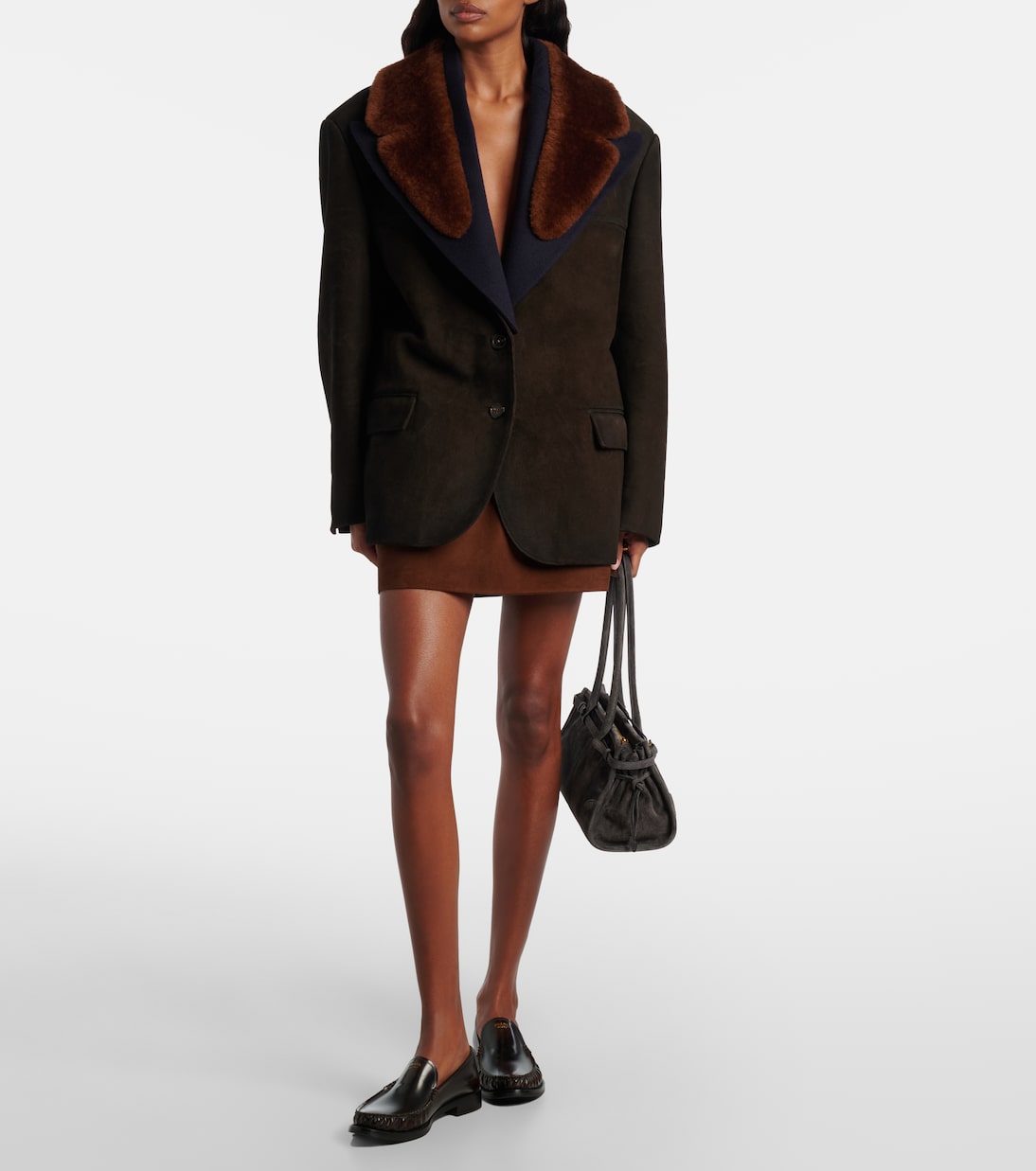 Giacca in suede con shearling  | Prada