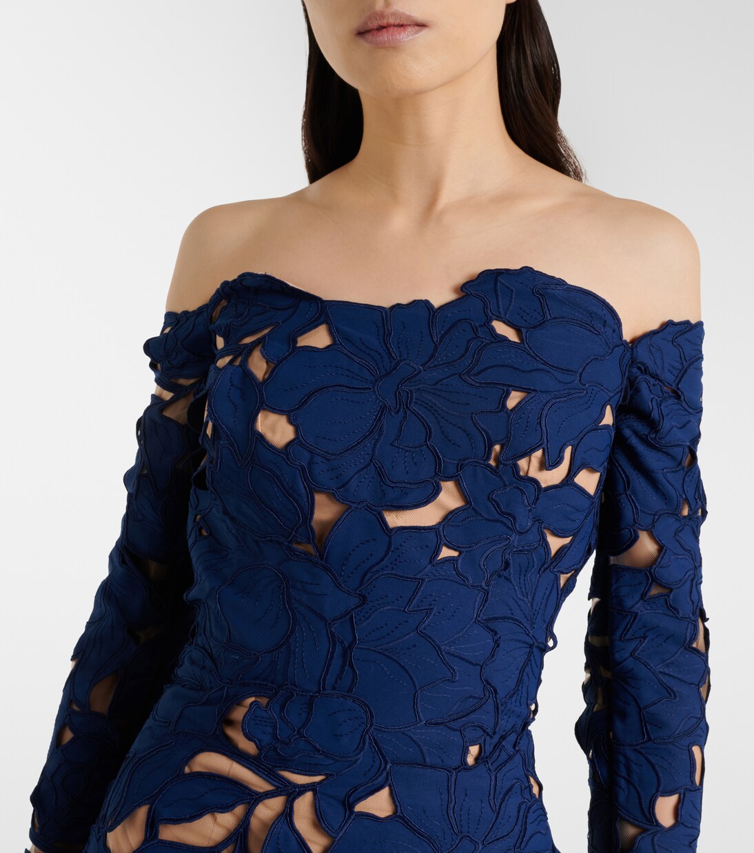 Off-Shoulder-Robe aus Guipure-Spitze | Costarellos