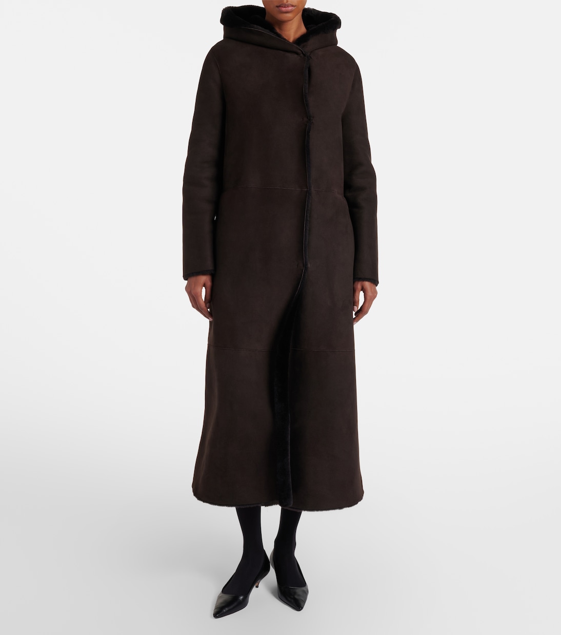 Anaya hooded shearling-trimmed suede coat | The Row