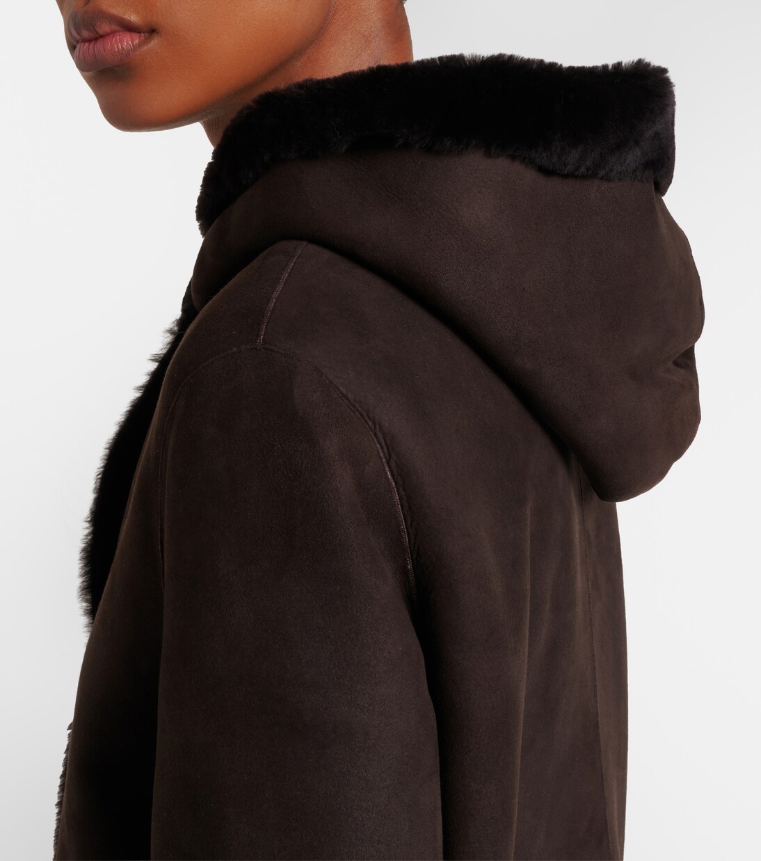 Anaya hooded shearling-trimmed suede coat | The Row