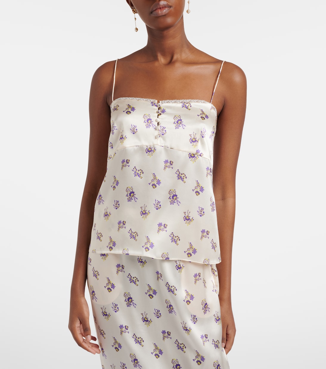 Shiny Daydream floral silk satin camisole | Dorothee Schumacher