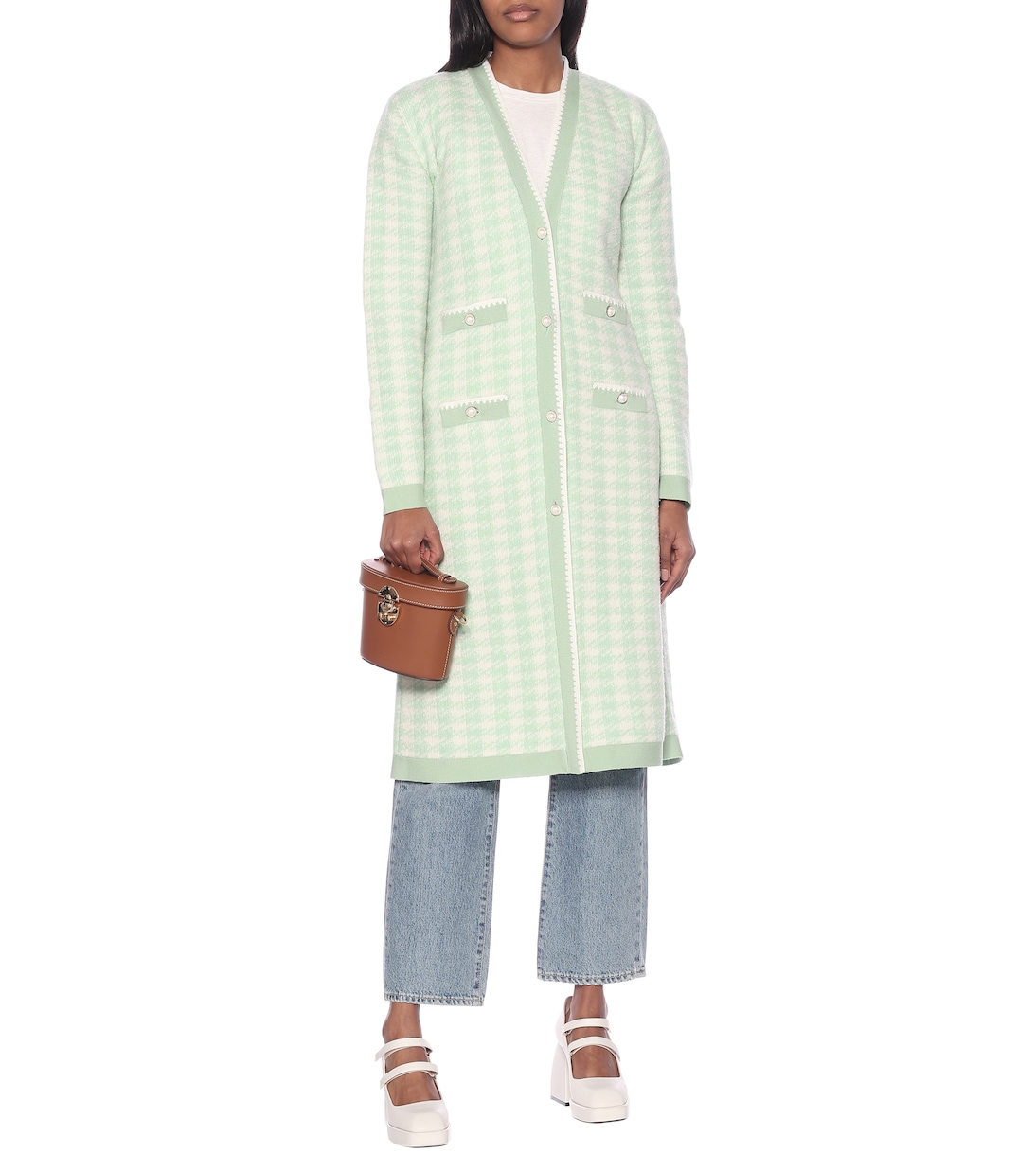 Houndstooth wool-blend cardigan | Miu Miu