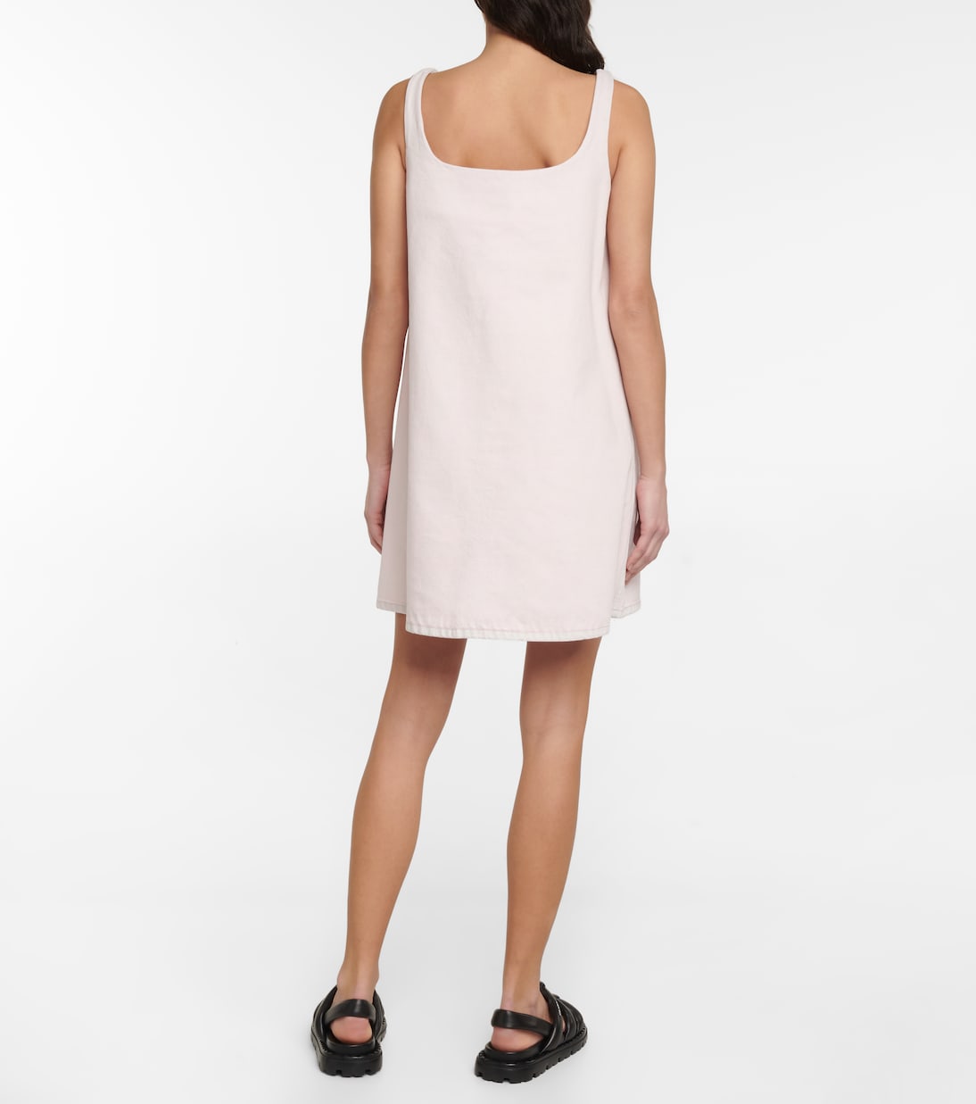 Logo denim A-line minidress | Prada