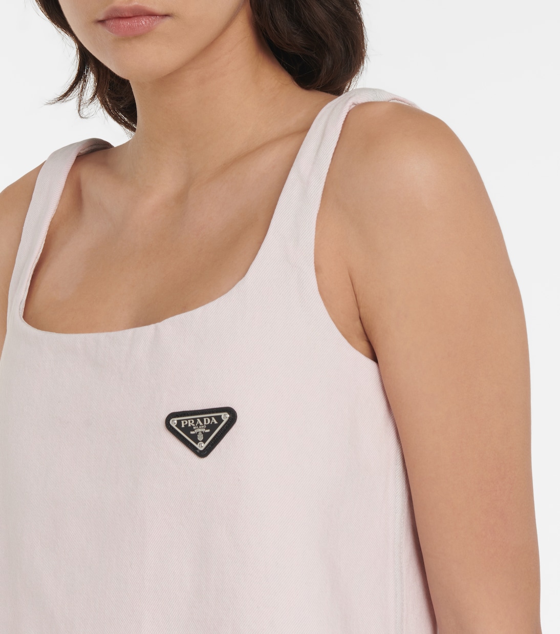 Logo denim A-line minidress | Prada