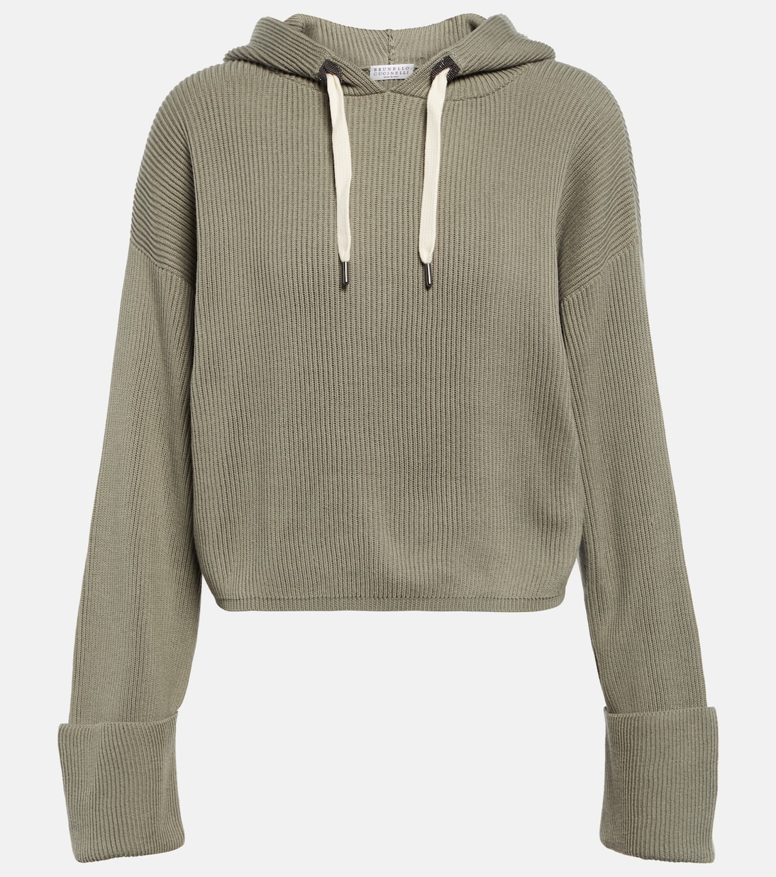 Sudadera con capucha de algodón a rayas | Brunello Cucinelli
