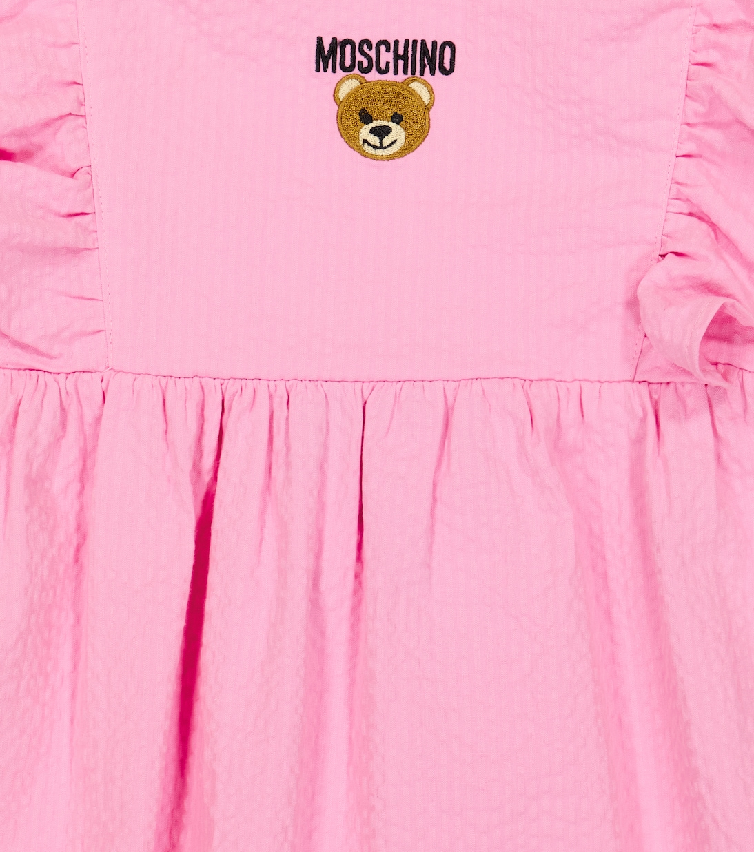 فستان من قماش مُجعّد مع تطريز Teddy Bear | Moschino Kids