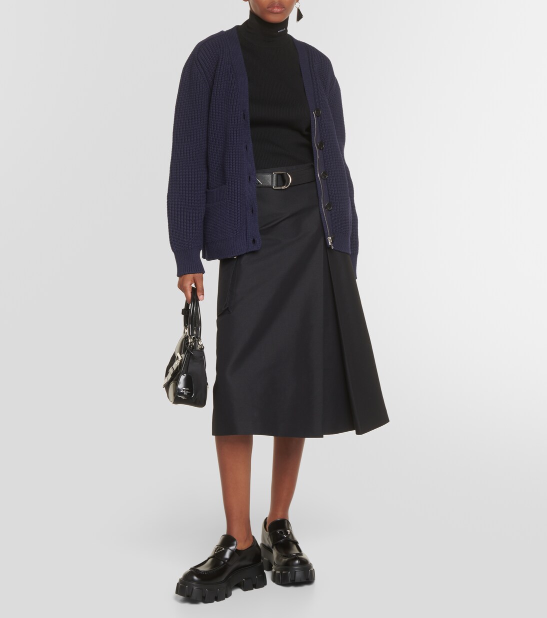 Chaqueta de punto mixto algodón oversize de Prada para jóvenes
