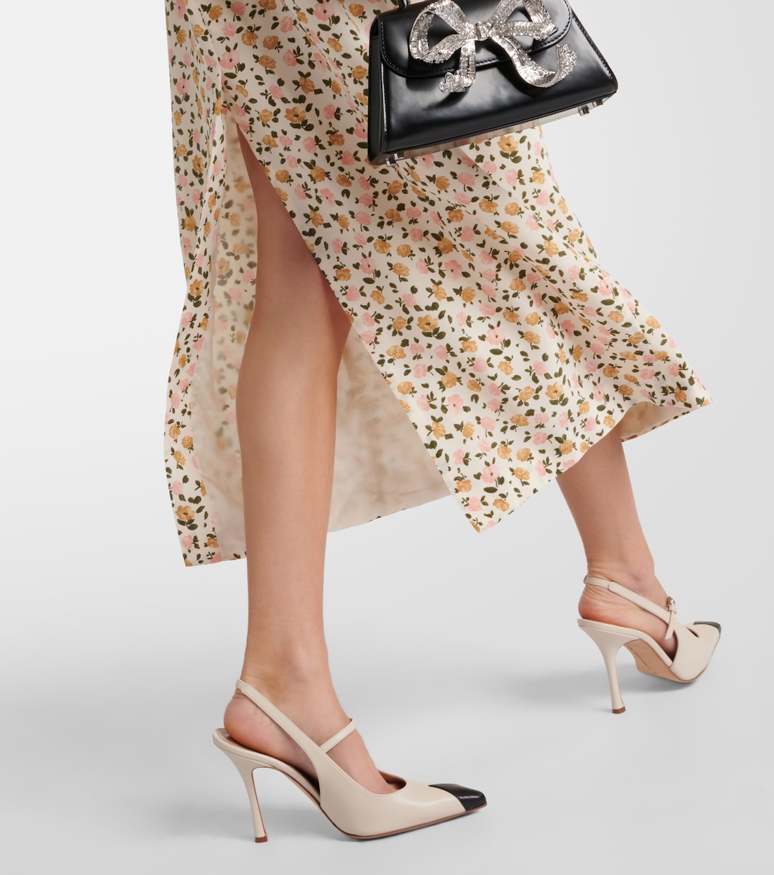 Abito midi in seta con stampa floreale | Alessandra Rich
