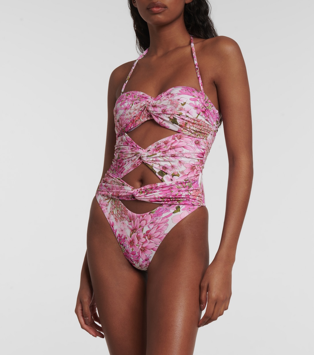 Saint-Rémy cutout floral swimsuit in pink - Giambattista
