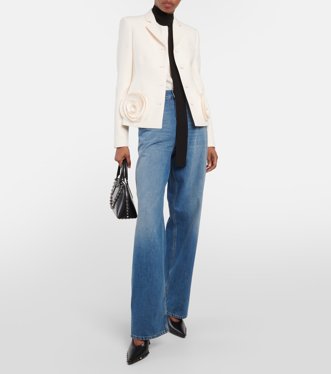 Blazer in Crêpe Couture con applicazione | Valentino