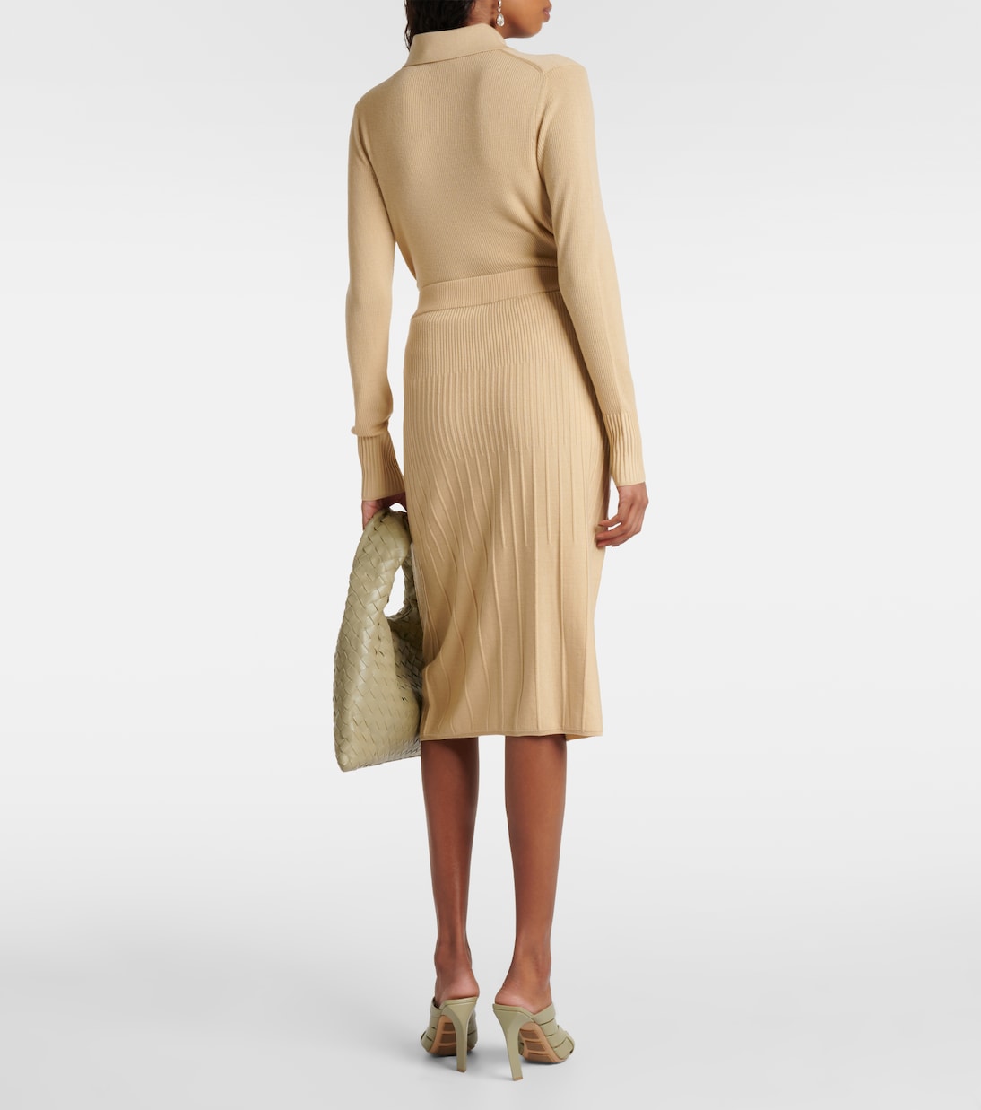 Gonna midi in maglia di lana a coste | Joseph