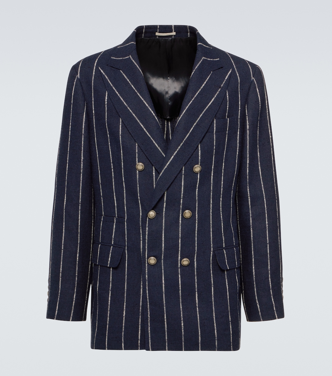 Chalk stripe linen, wool, and silk-blend blazer | Brunello Cucinelli