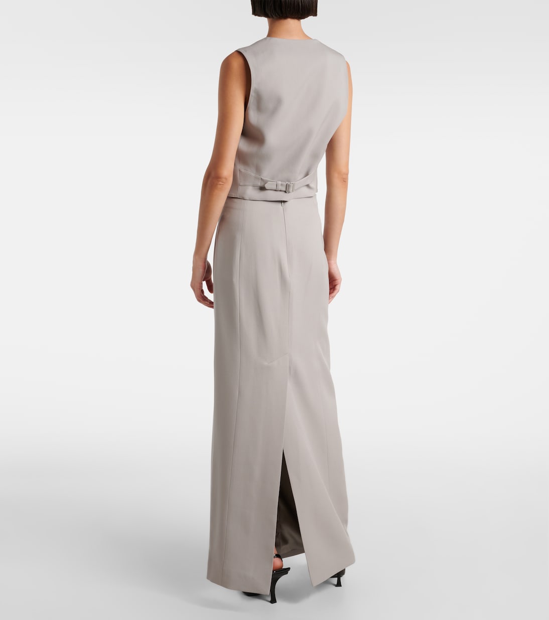 Jupe longue Column en laine vierge | Wardrobe.NYC