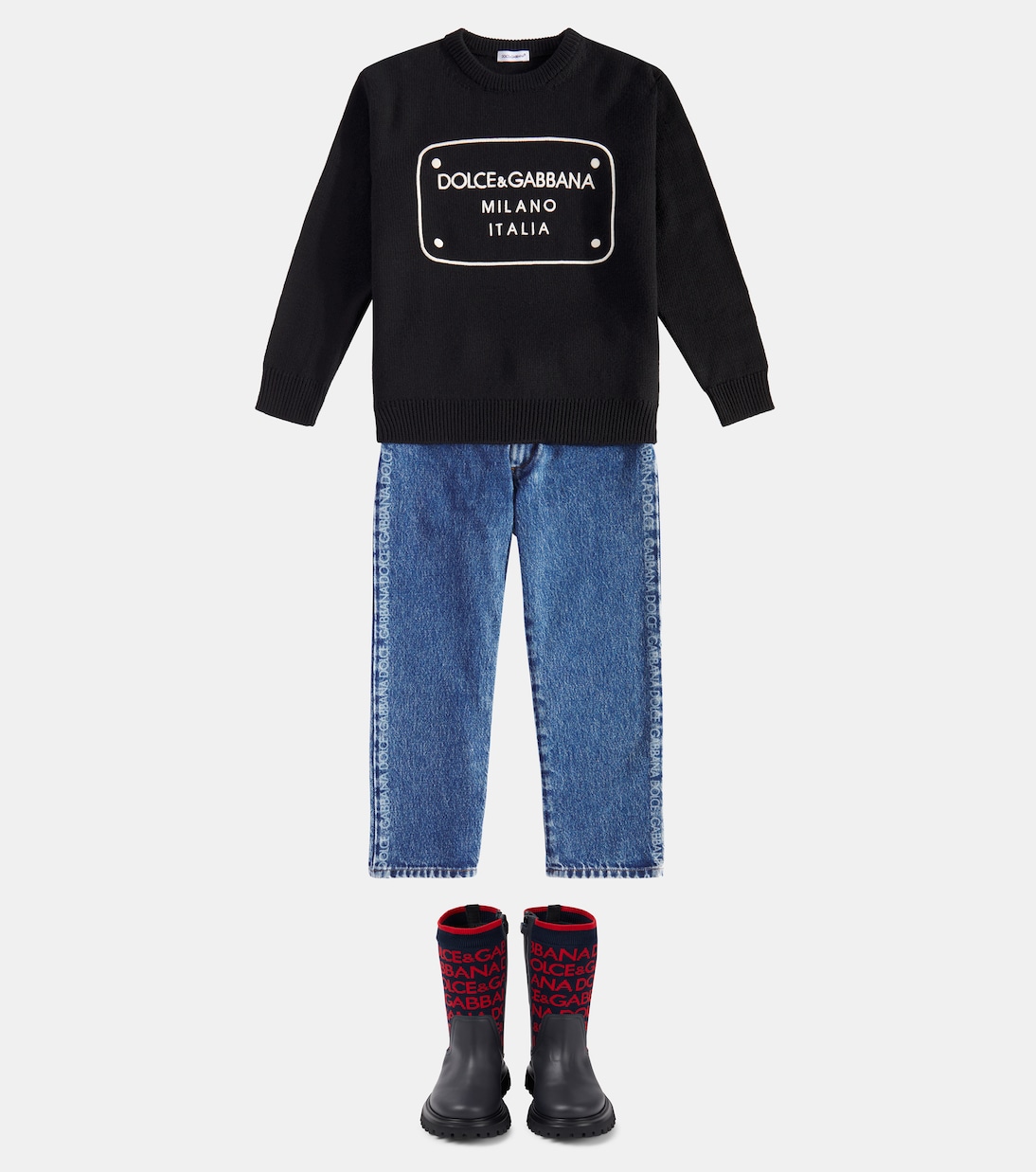 Bottes en cuir à logo | Dolce&Gabbana Kids