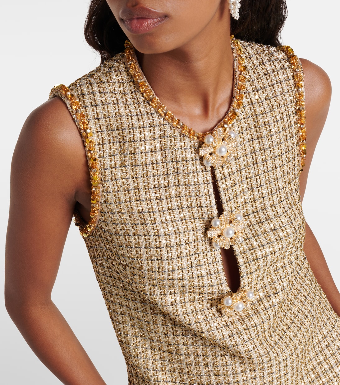 Embellished bouclé minidress | Self-Portrait