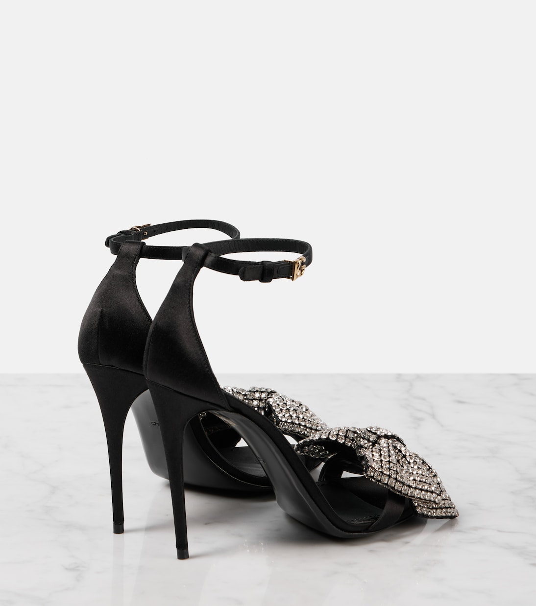 Sandali Bow Tie in raso con cristalli | Dolce&Gabbana