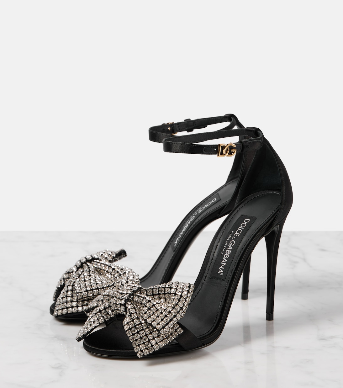 Sandali Bow Tie in raso con cristalli | Dolce&Gabbana