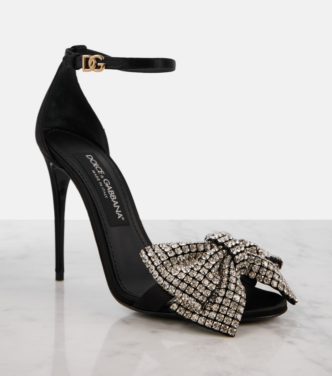 Sandali Bow Tie in raso con cristalli | Dolce&Gabbana