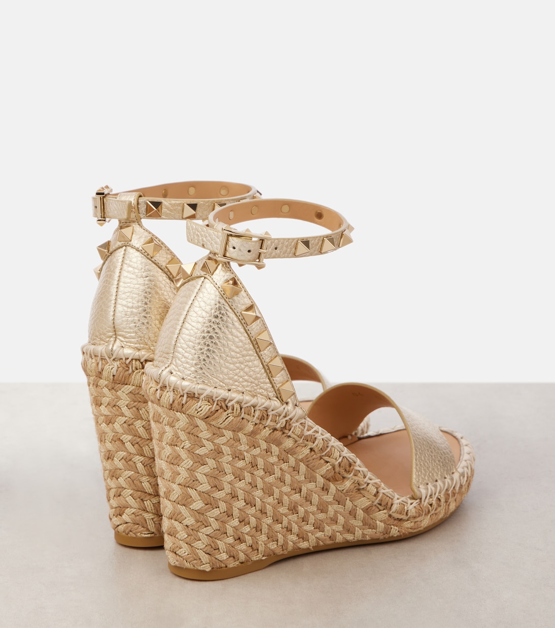 Espadrilles compensées Rockstud Double 105 en cuir | Valentino Garavani